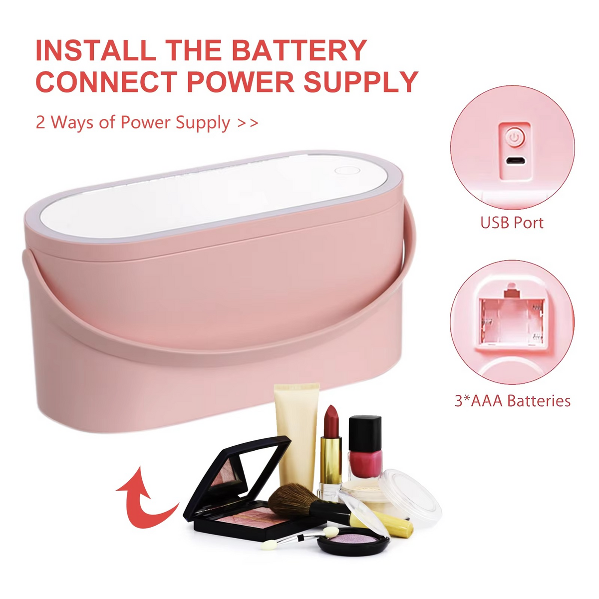 Makeup Mirror Lighted & Foldable Travel Organizer