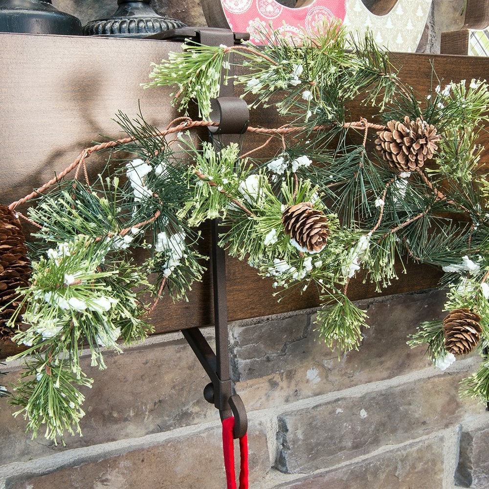 Mantel Stocking Holder Adjustable Double Hooks & Rubber Pads