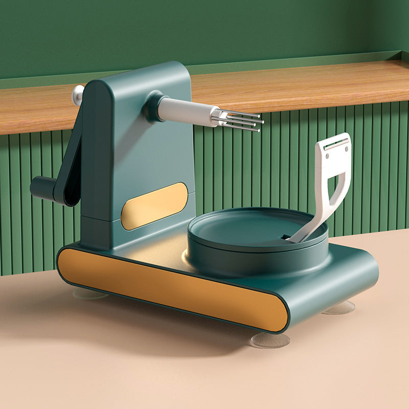 Manual Crank Peeler Suction Cup Base Ergonomic Handle Dishwasher-Safe