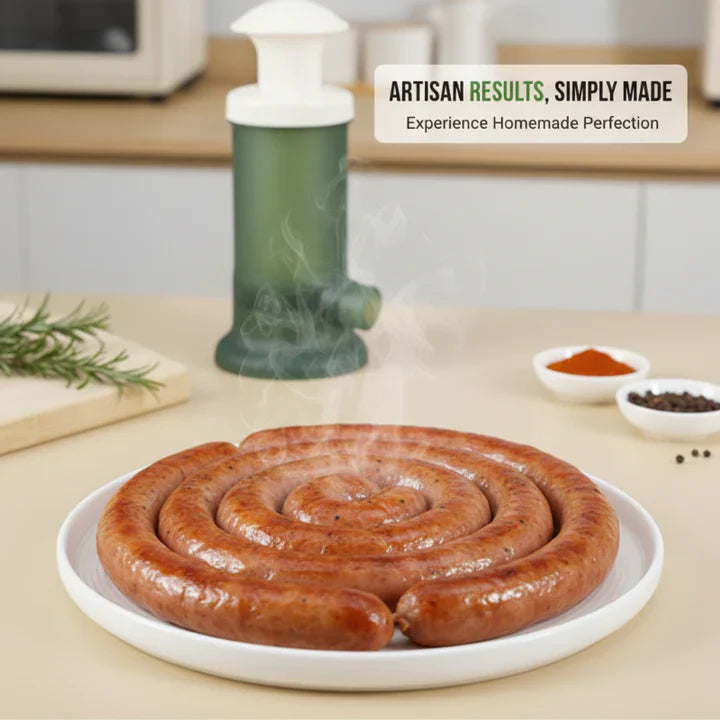 Manual Sausage Stuffer Controlled Plunger Food-Safe Polypropylene 4 Nozzles