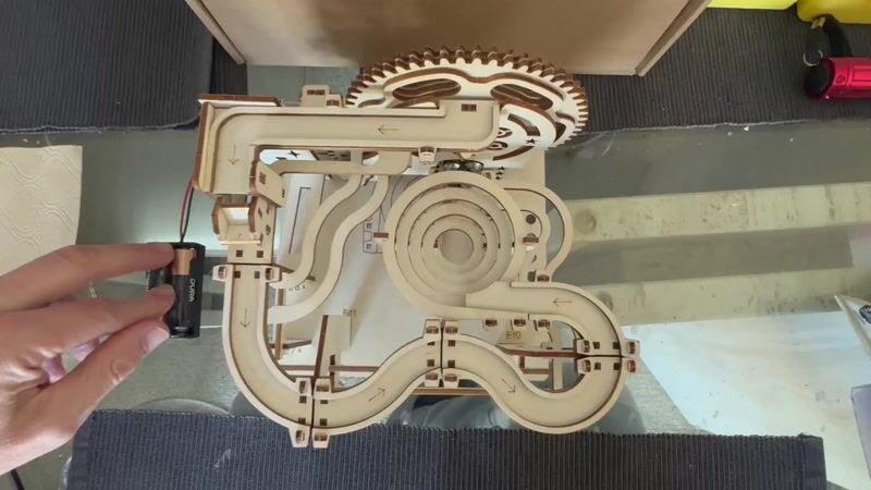 Marble Run Kit Wooden Laser Cut Manual Gear Crank