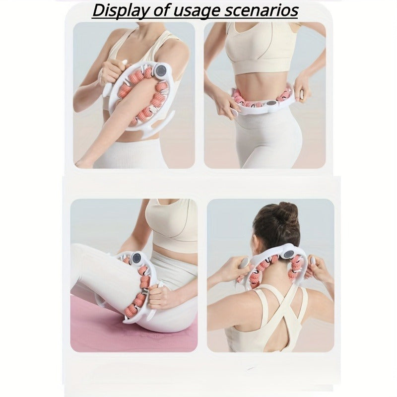 Massage Roller 14 Ribbed Rollers Ergonomic Leg Clamp