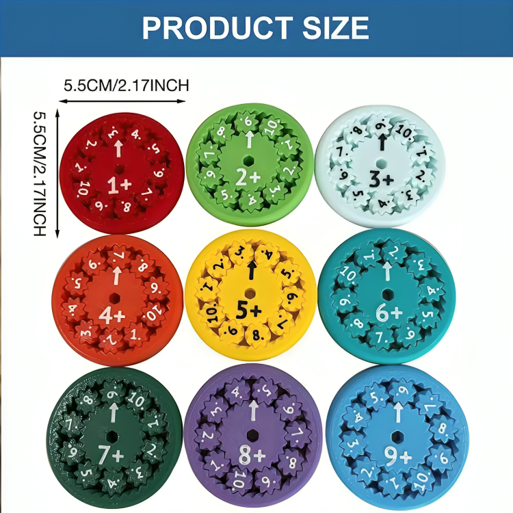 Math Fidget Set Colorful Spinning 9-Piece