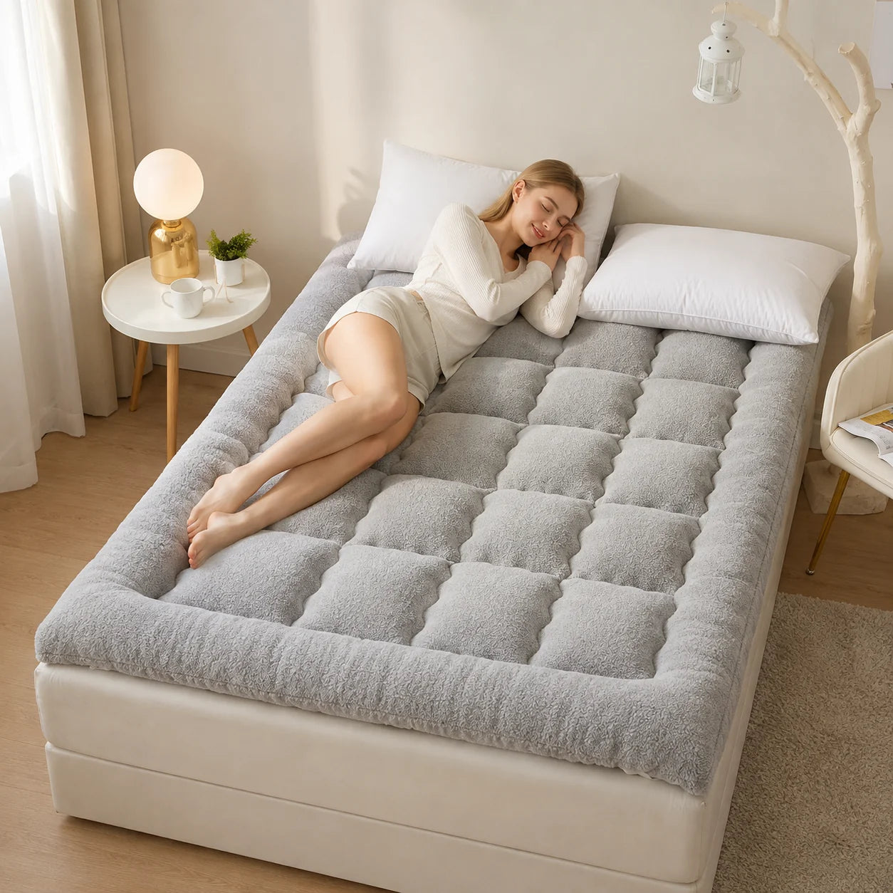 Mattress Topper Box-Quilted All-Season Elastic Corners