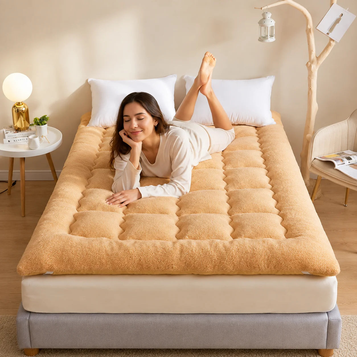 Mattress Topper Box-Quilted All-Season Elastic Corners