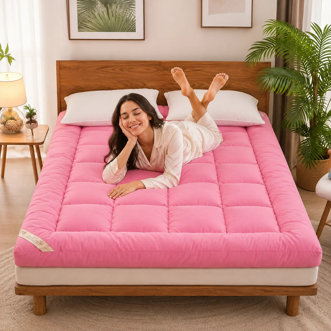 Mattress Topper Box-Quilted All-Season Elastic Corners