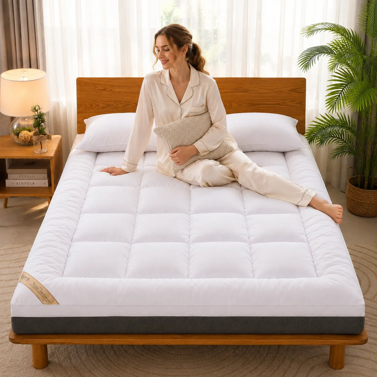 Mattress Topper Box-Quilted All-Season Elastic Corners