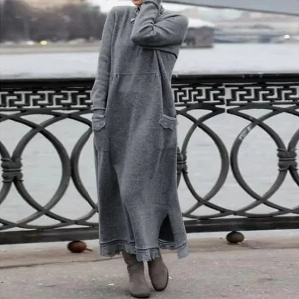 Maxi Dress Soft Knit Long-Sleeve Comfortable Fit