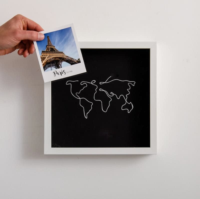 Memory Box World Map Design Glass Front Top Slot