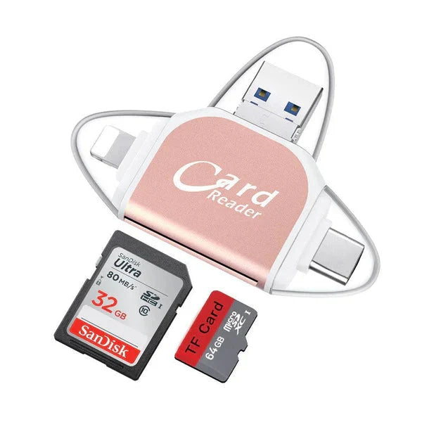 Memory Card Reader 4-in-1 USB-C & Lightning Keychain