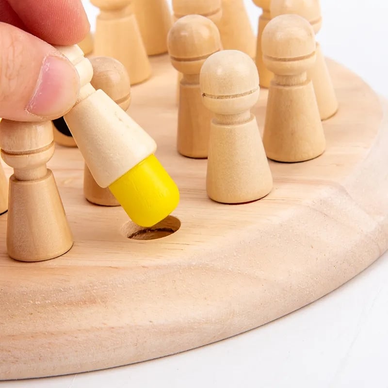 Memory Game Wooden Natural Non-Toxic 24 Pegs