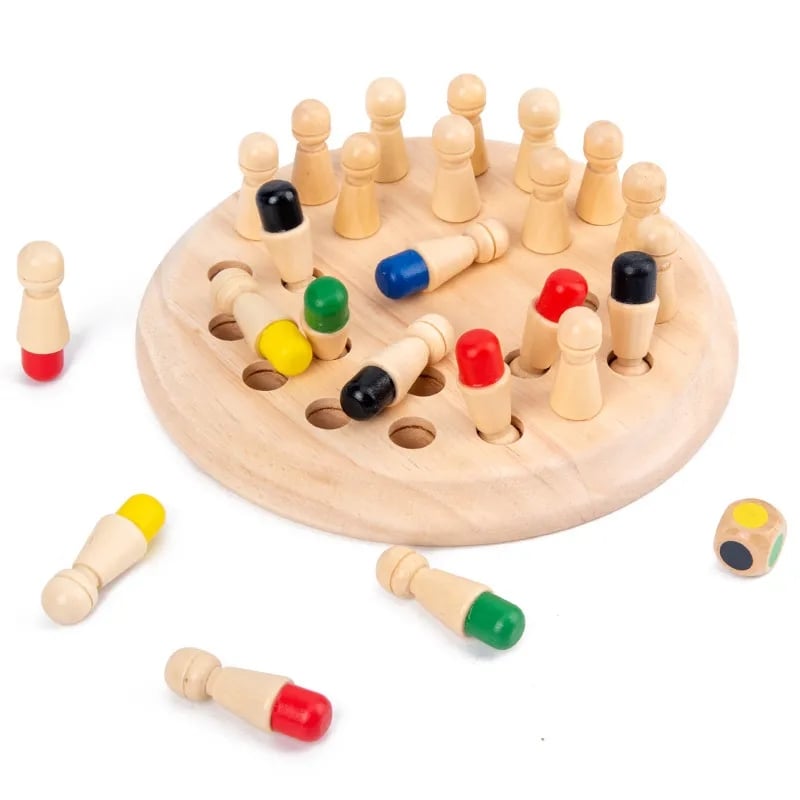 Memory Game Wooden Natural Non-Toxic 24 Pegs
