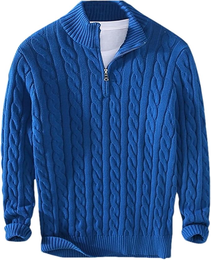 Men's Sweater Soft-Lined High Collar Zipper