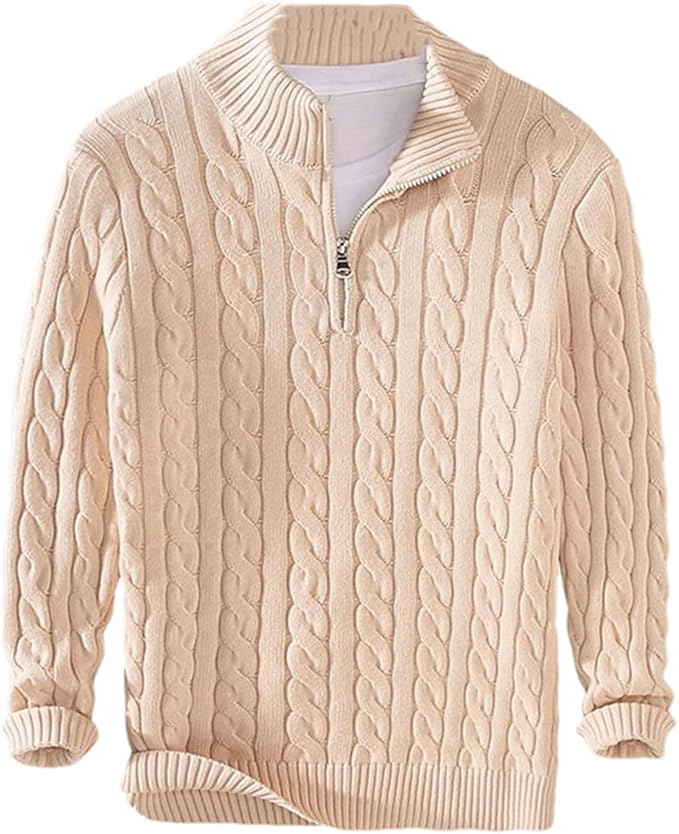 Men's Sweater Soft-Lined High Collar Zipper
