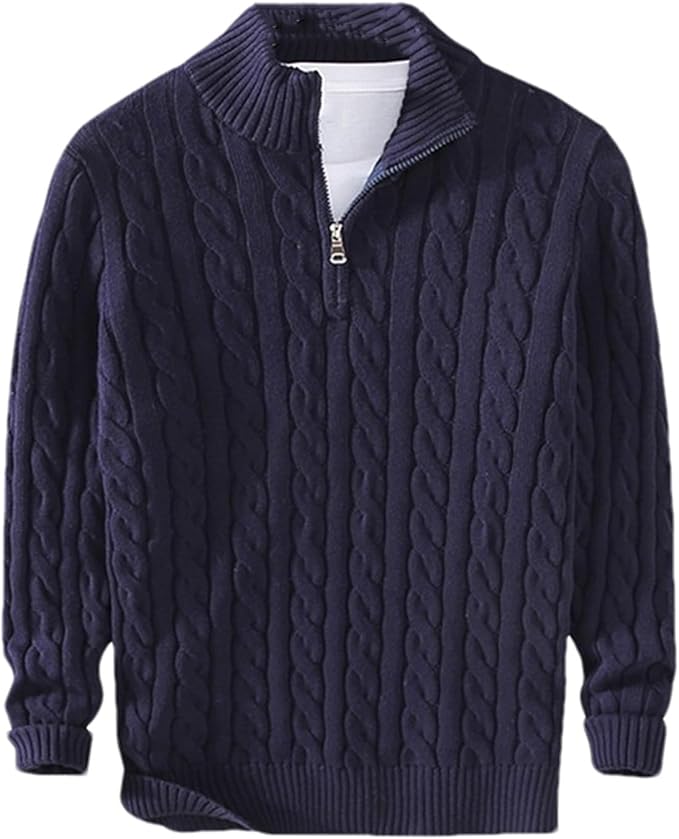 Men's Sweater Soft-Lined High Collar Zipper