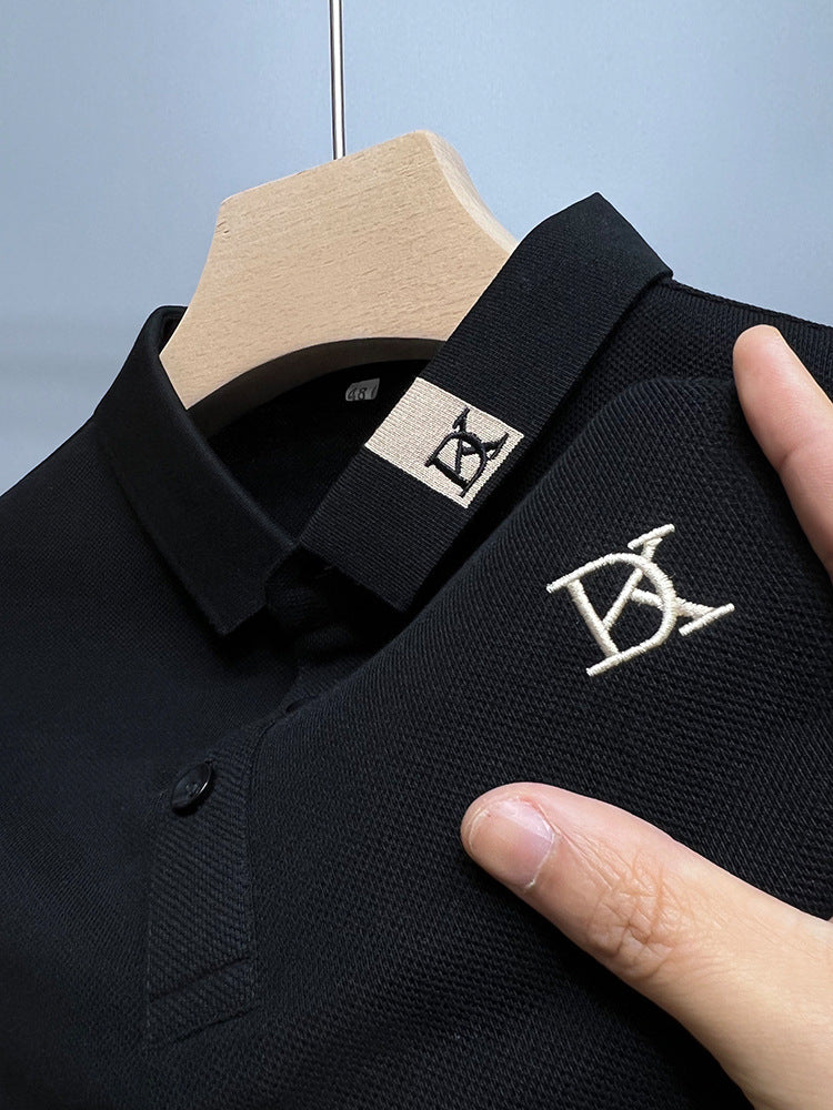 Men's T-Shirt Embroidered Lapel Classic Fit