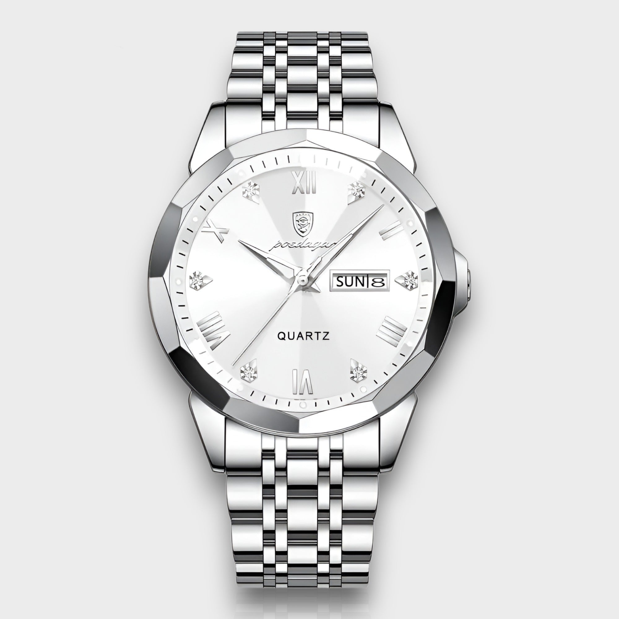 Men's Watch Quartz Movement Stainless Steel Day-Date