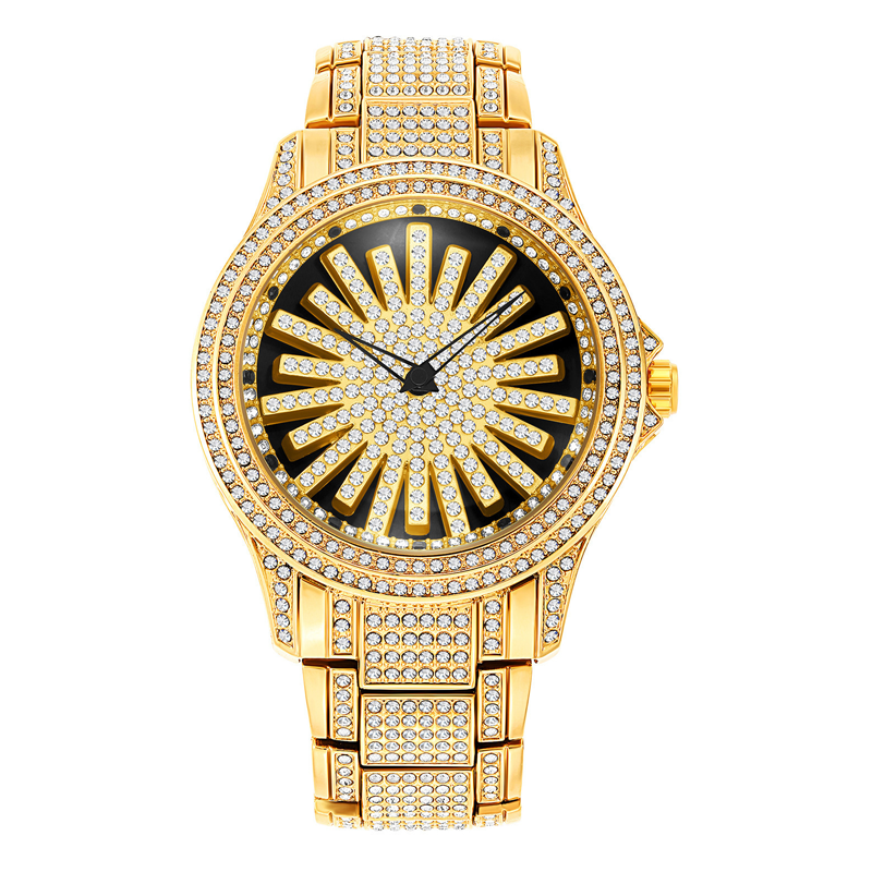 Men's Watch Rotating Bezel Crystal Setting & Mineral Glass