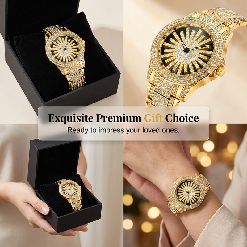 Men's Watch Rotating Bezel Crystal Setting & Mineral Glass