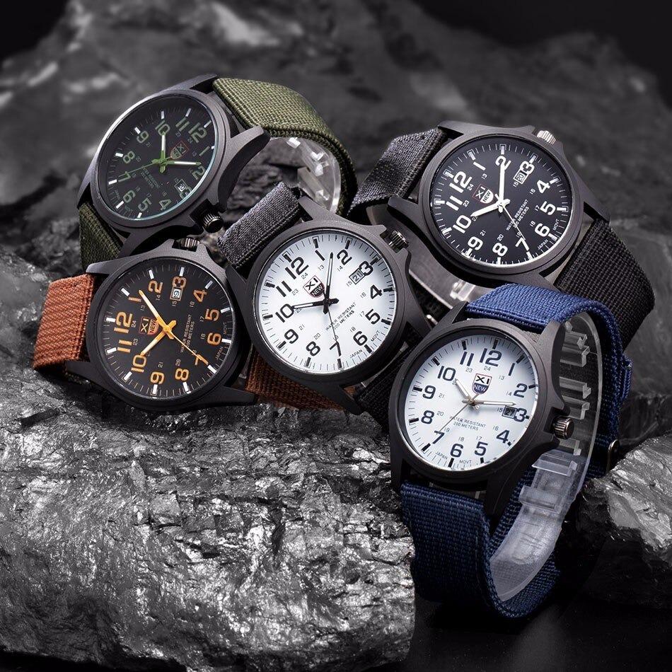 Men's Watch Tactical 50m Water-Resistant Stainless Steel Case