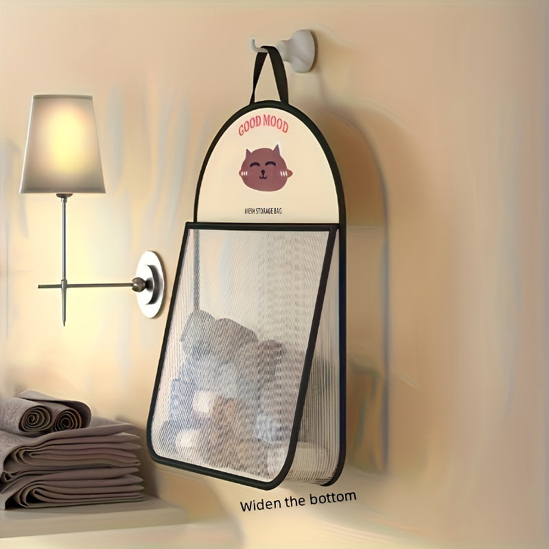 Mesh Storage Bag Breathable Foldable Metal Hooks