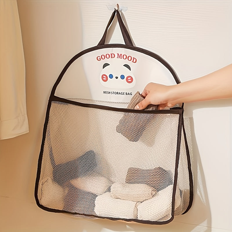 Mesh Storage Bag Breathable Foldable Metal Hooks