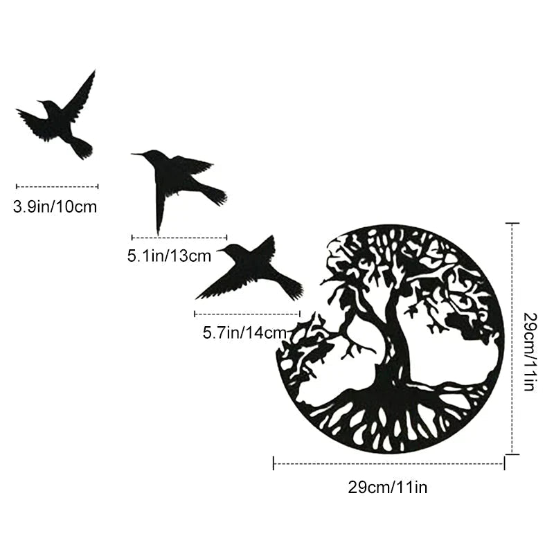 Metal Wall Art Tree Of Life With Birds