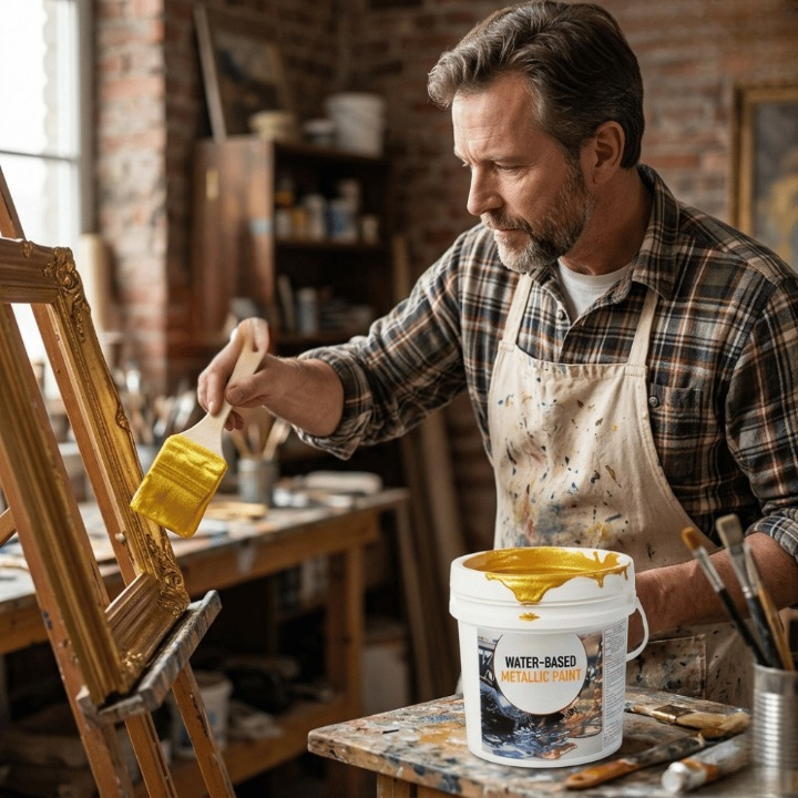 Metallic Effect Paint Water-Based Satin-Matte Fast-Drying
