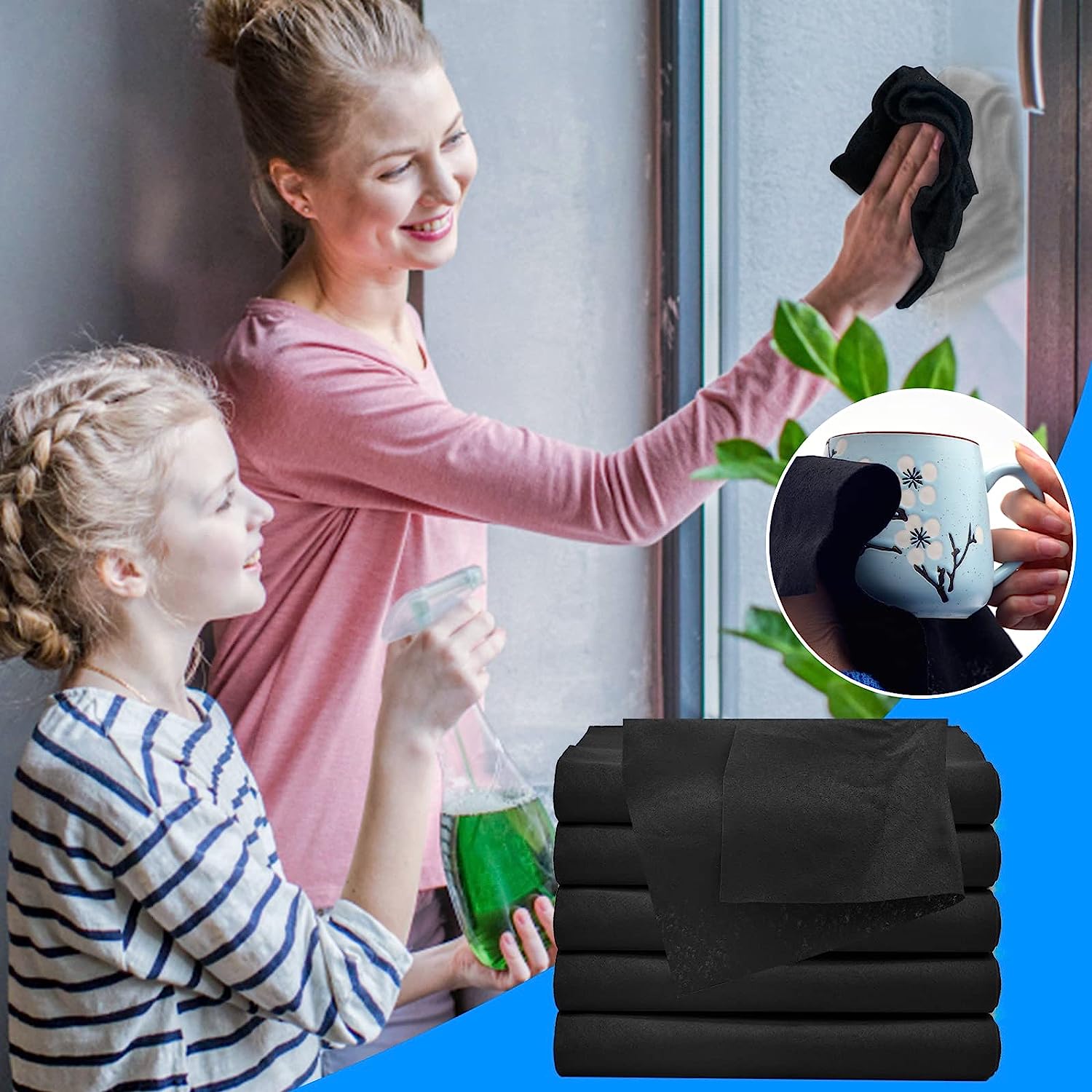 Microfiber Cleaning Cloth Streak-Free Lint-Free Scratch-Safe