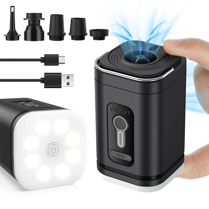 Mini Air Pump USB-C Rechargeable Portable 5 Nozzles