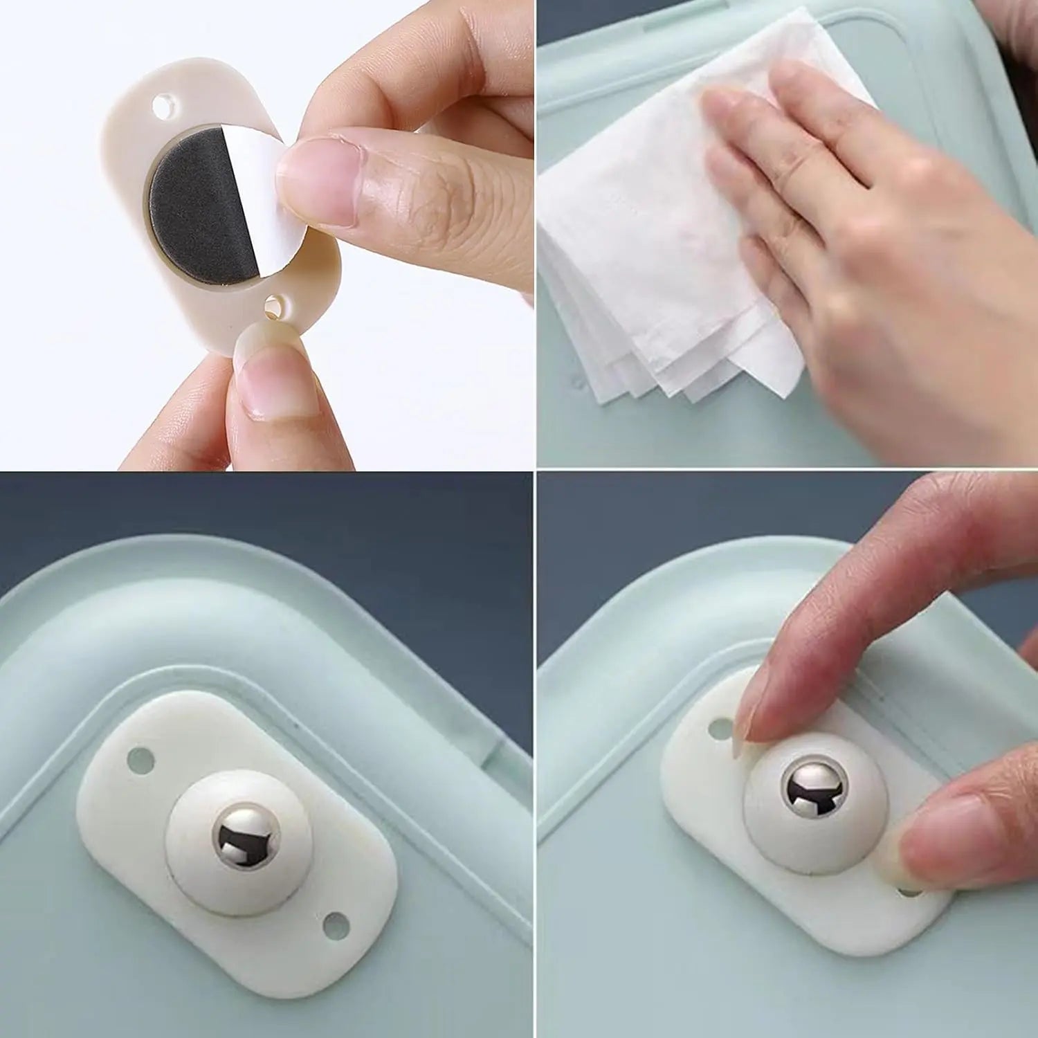 Mini Casters Self-Adhesive 360° Swivel Set of 8