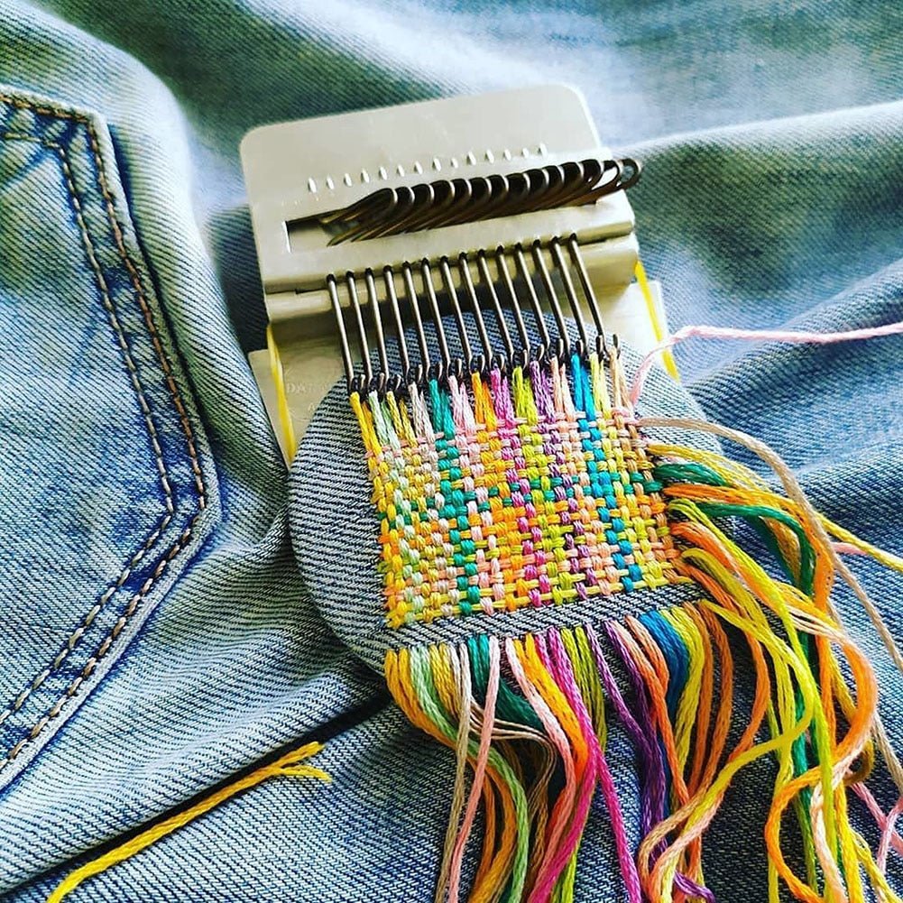 Mini Darning Loom Metal Hooks & Wooden Board