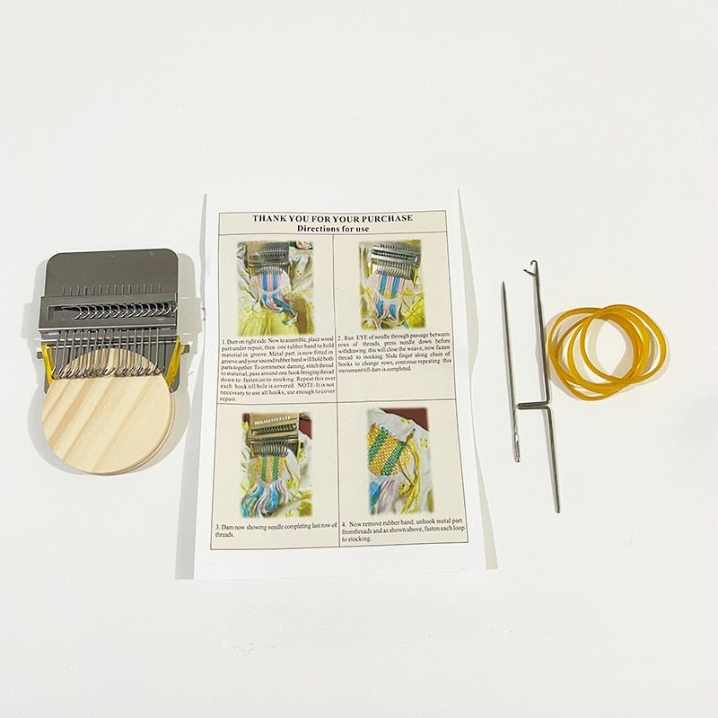 Mini Darning Loom Metal Hooks & Wooden Board