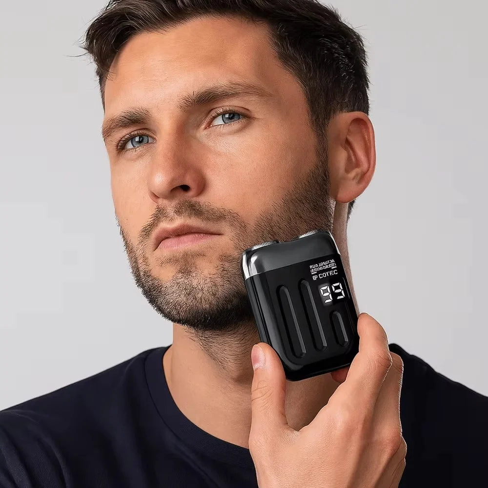 Mini Electric Shaver Dual Rotating Heads USB Rechargeable