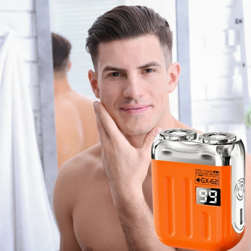 Mini Electric Shaver Dual Rotating Heads USB Rechargeable