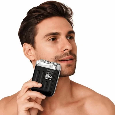 Mini Electric Shaver Dual Rotating Heads USB Rechargeable