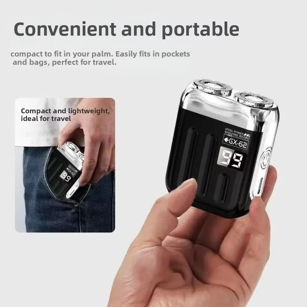 Mini Electric Shaver Dual Rotating Heads USB Rechargeable