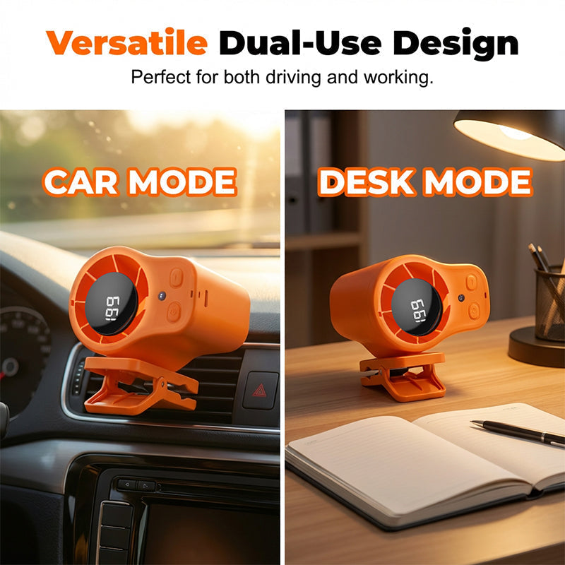 Mini Fan Clip-On Vent & Desk Rechargeable Quiet