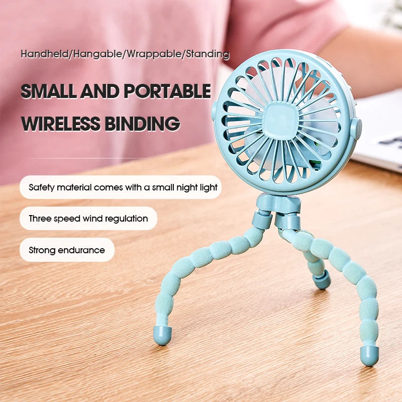 Mini Fan Flexible Tripod USB Powered 3 Speeds