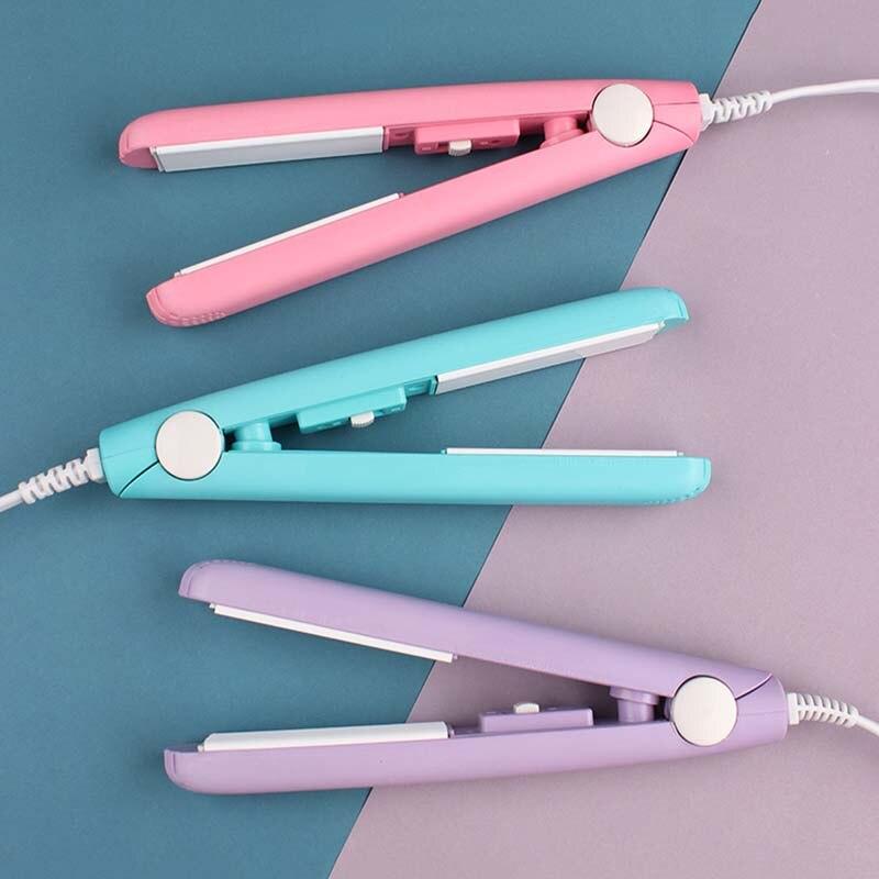 Mini Hair Straightener & Curler Ceramic Plates Travel Ready
