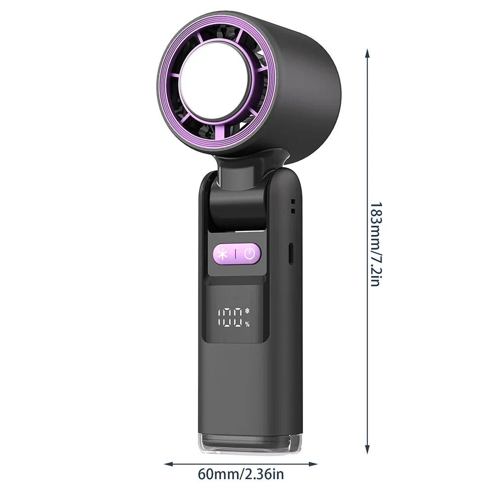 Mini Handheld Fan 100 Adjustable Speeds Foldable USB-C Rechargeable