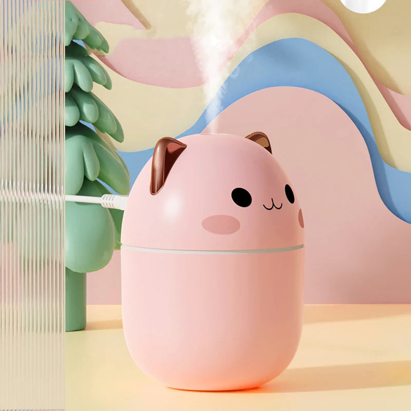 Mini Humidifier Cat-Shaped Color-Changing Night Light USB-Powered
