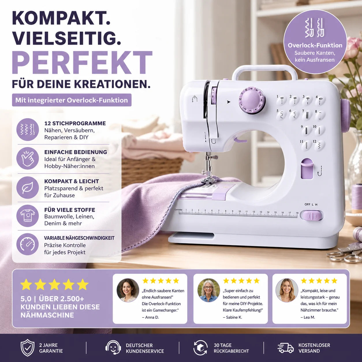 Mini Sewing Machine Compact & Durable 12 Stitches