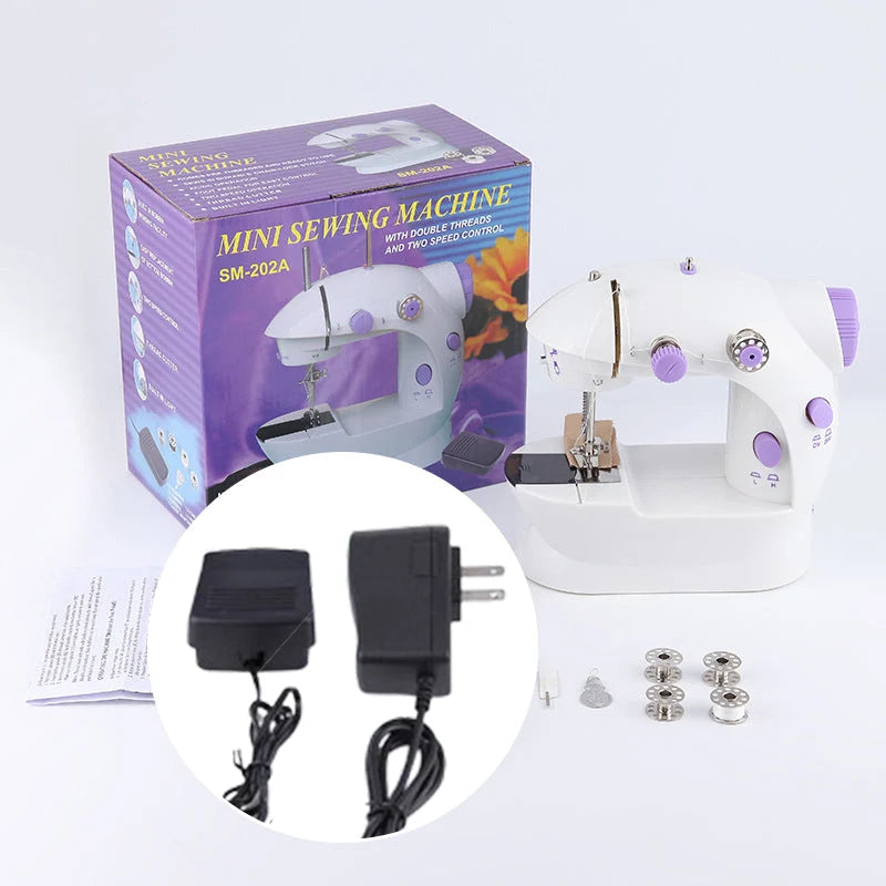 Mini Sewing Machine Double-Thread & Two-Speed Built-In Work Light