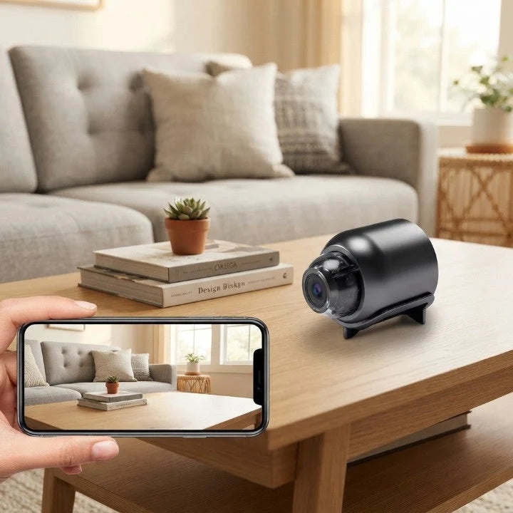 Mini Surveillance Camera 4K 360 Wide-Angle MicroSD Storage