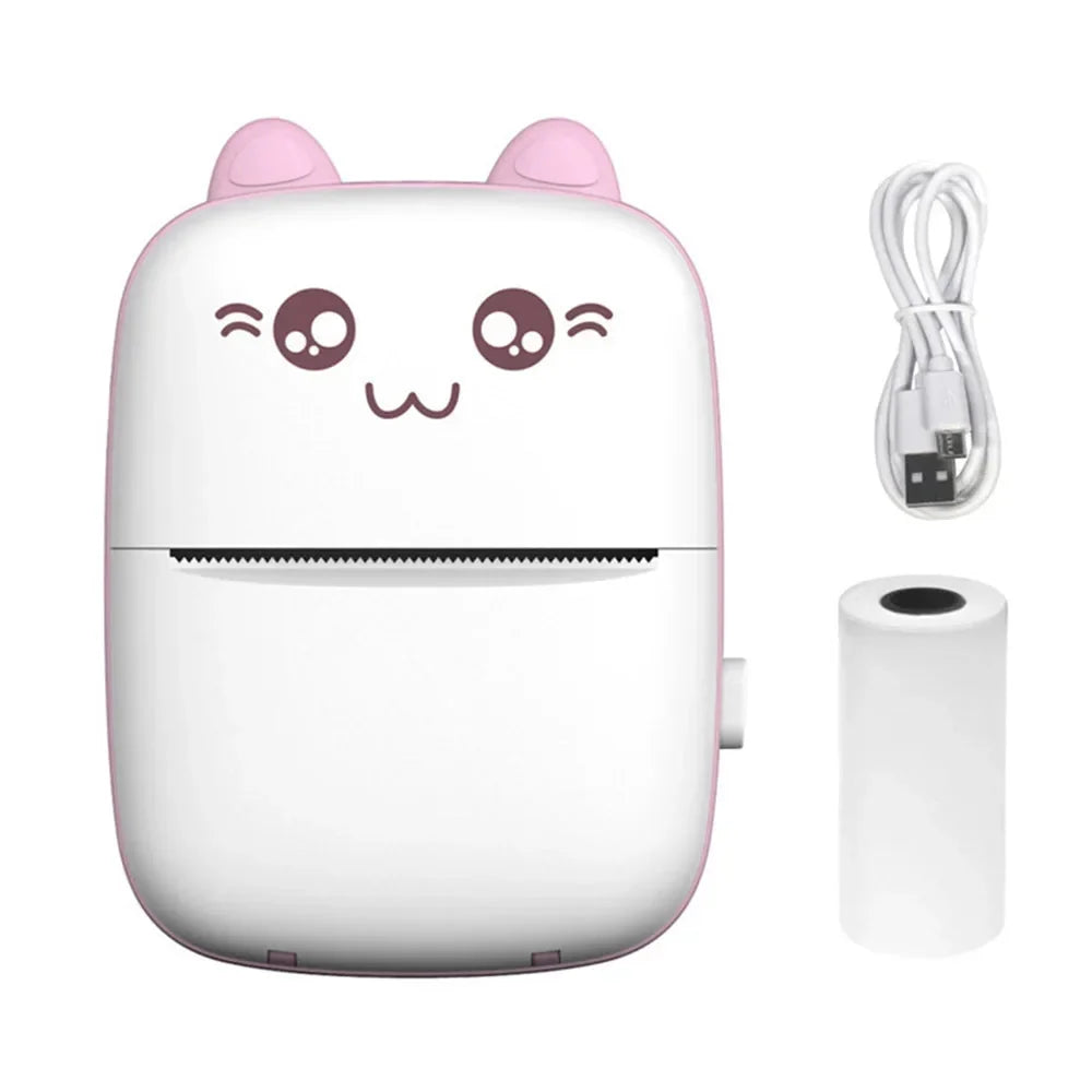 Mini Thermal Printer Ink-Free Bluetooth Rechargeable Battery