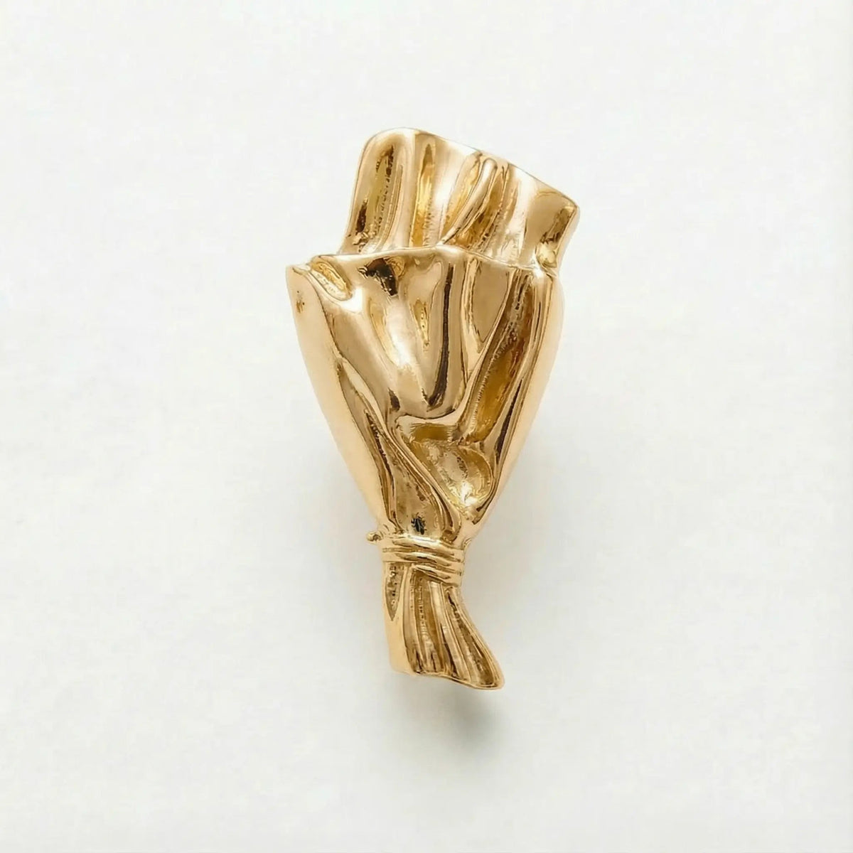 Mini Vase Brooch Sculptural Metal Real Flower Holder