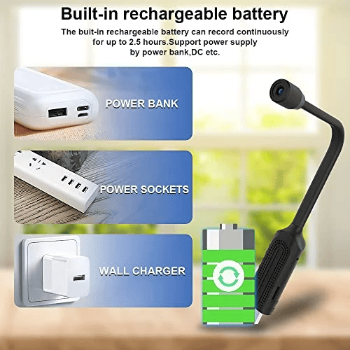 Mini Wi‑Fi Camera 1080P Night Vision 360° Metal Neck