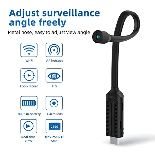 Mini Wi‑Fi Camera 1080P Night Vision 360° Metal Neck