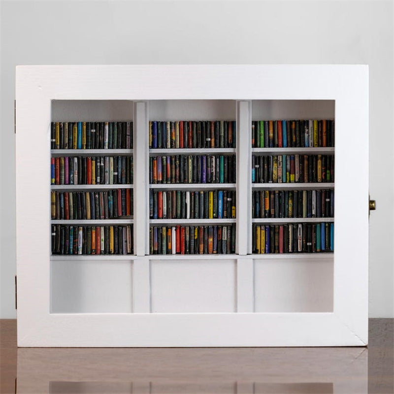 Miniature Bookshelf Handcrafted 200 Mini Books Pocket-Sized Desk Decor